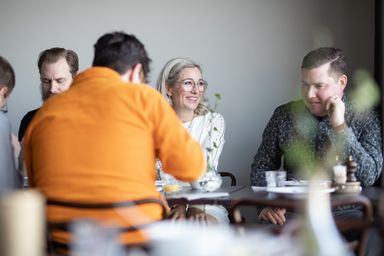 The factor10 team having a meal